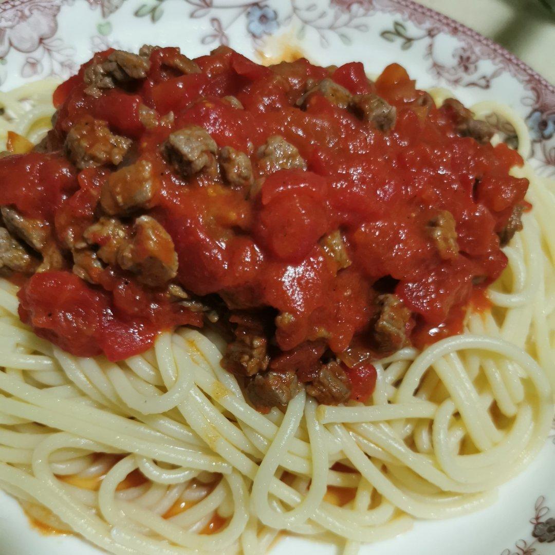 （完胜必胜客的）番茄肉酱意大利面～