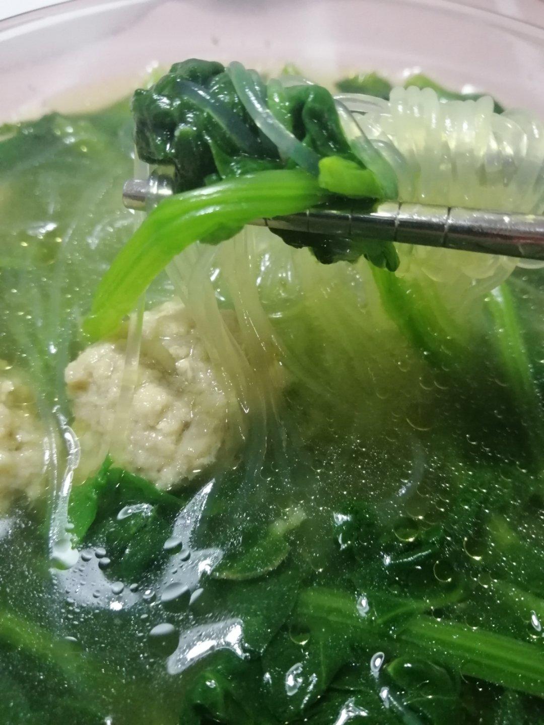 菠菜粉丝肉丸汤