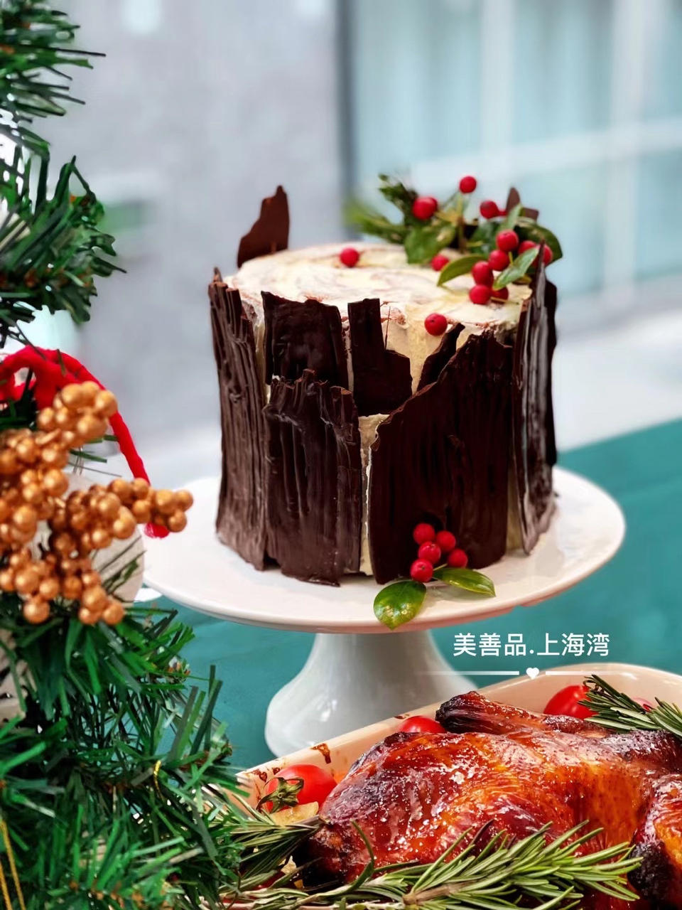 【圣诞树桩蛋糕】