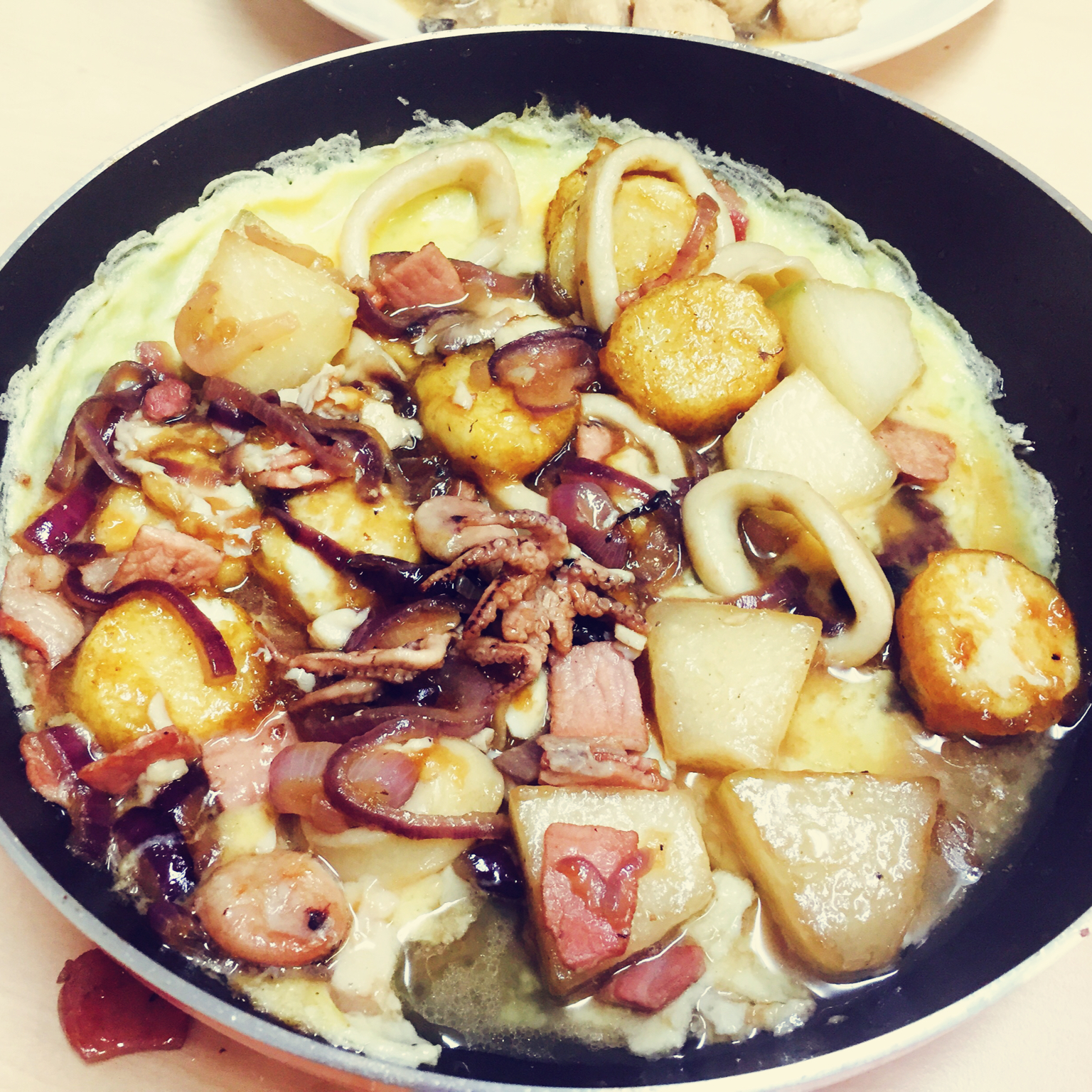 铁板海鲜日本豆腐 Seafood with Japanese Dofu