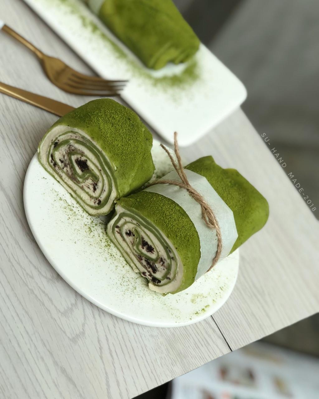 网红食谱│抹茶毛巾卷