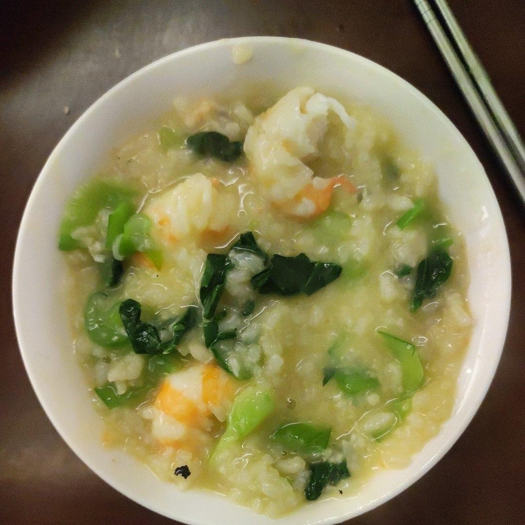 鲜虾青菜粥