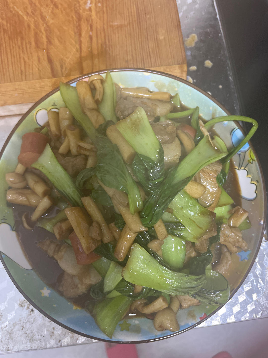 简易版香菇扒油菜