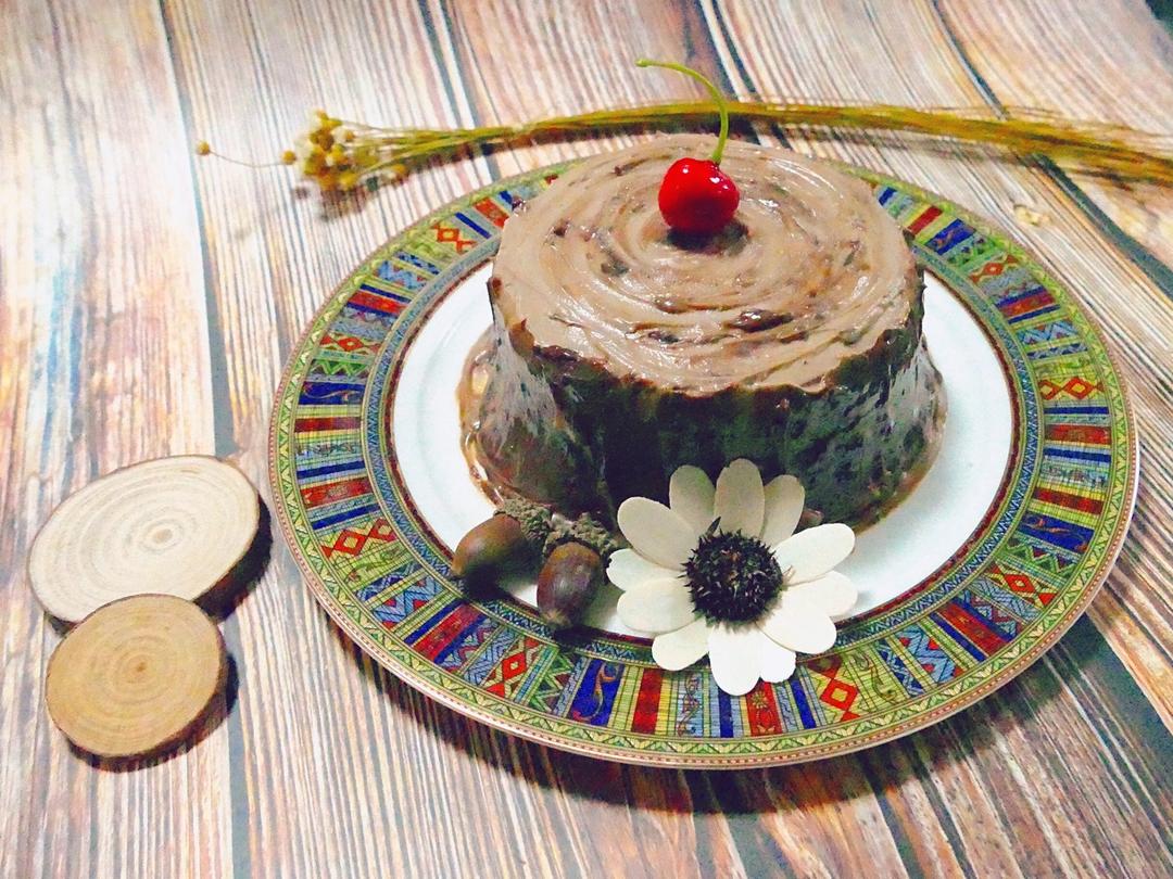 【欢乐圣诞伪树桩】巧克力榛子树桩蛋糕