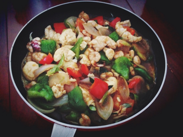 铁板海鲜日本豆腐 Seafood with Japanese Dofu
