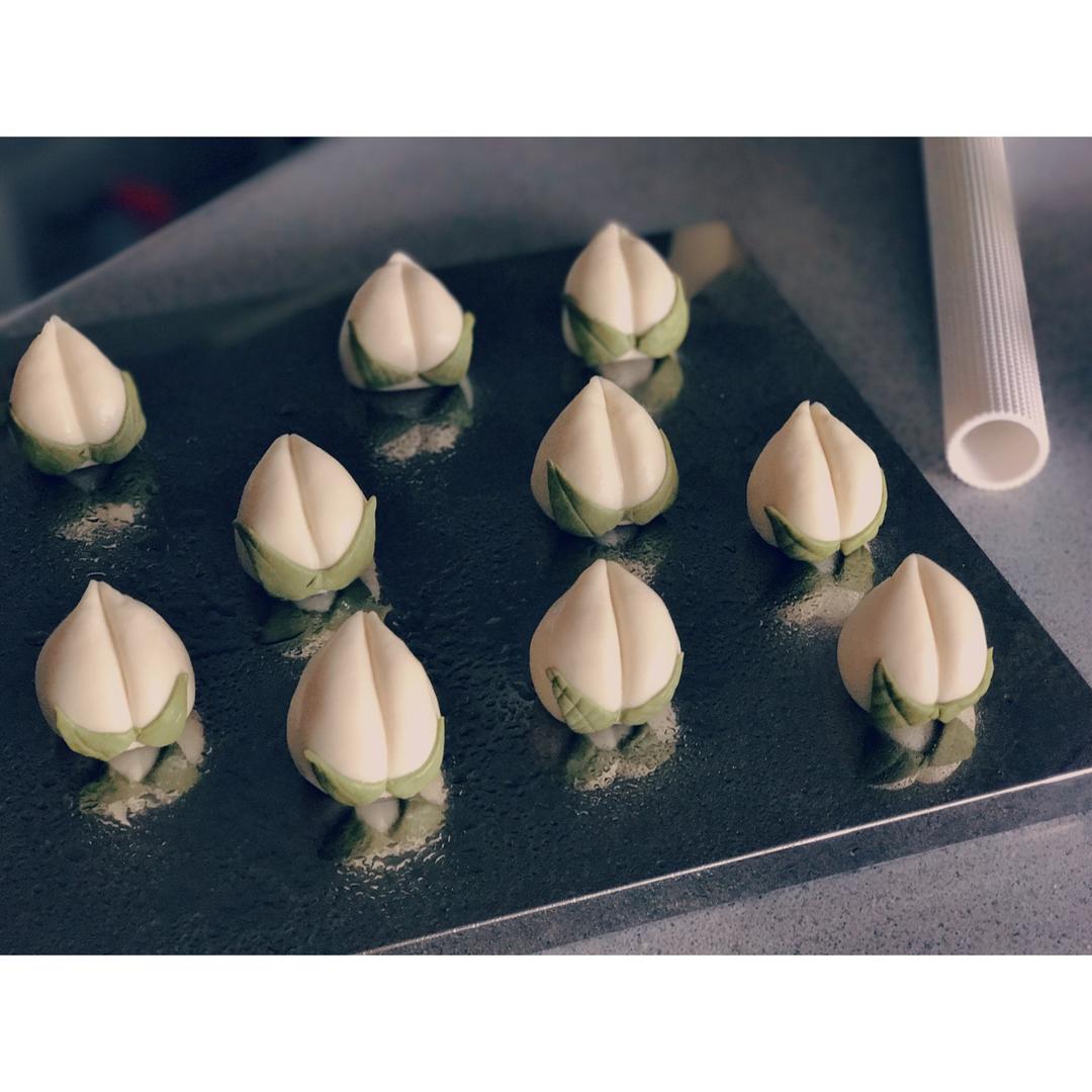 发酵面团-用一根筷子做寿桃包