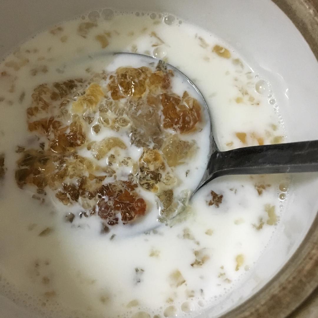 牛奶炖桃胶