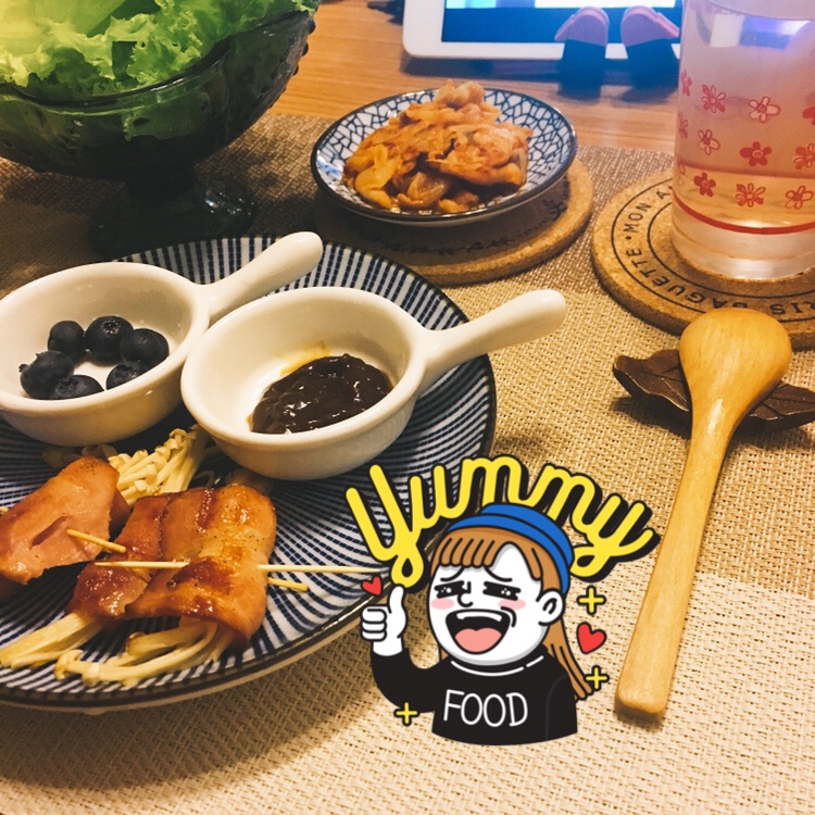 香煎培根金针菇卷