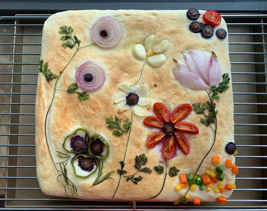 淡定的窦做的油画一般的意大利focaccia佛卡夏面包