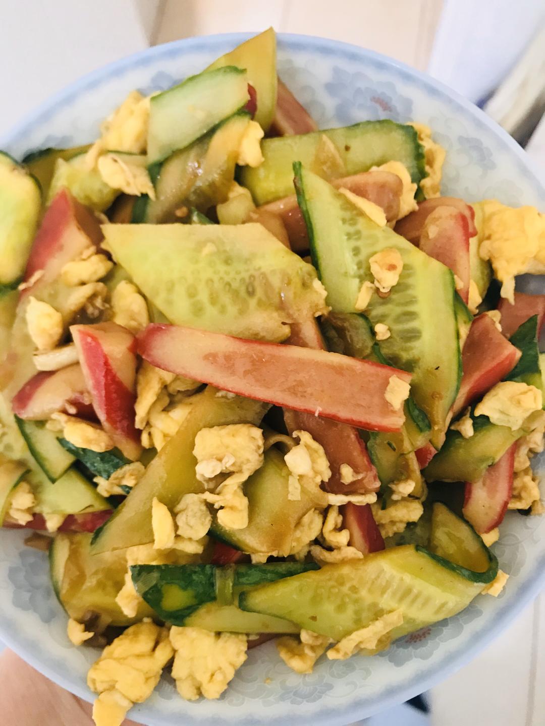 素菜·蟹棒鸡蛋黄瓜片的做法