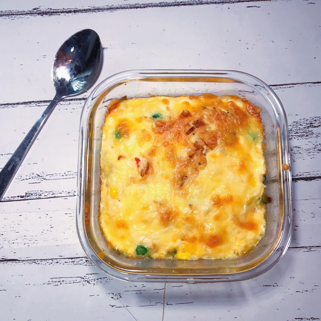 虾皮芝士焗豆腐（高蛋白快手早餐）