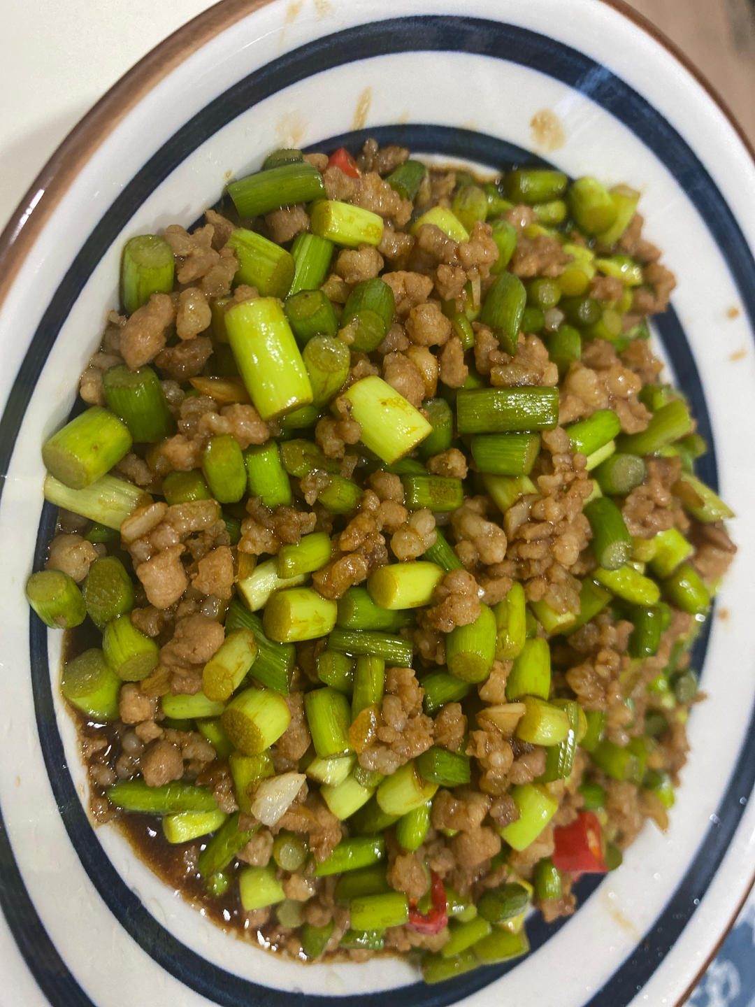 蒜苔炒肉末，三碗米饭都不够吃