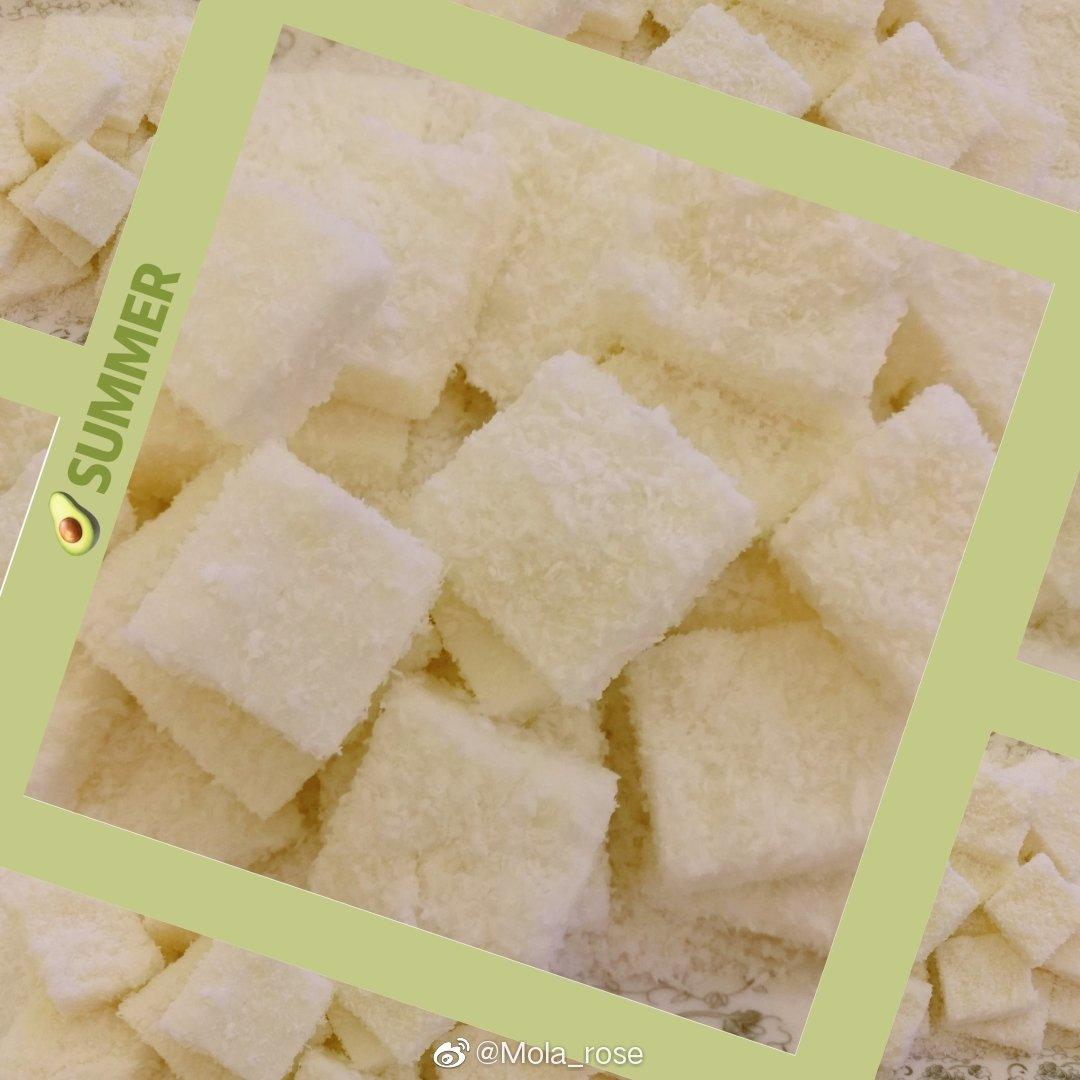 【视频】85度C 椰蓉牛奶小方～不用烤箱的夏日甜点
