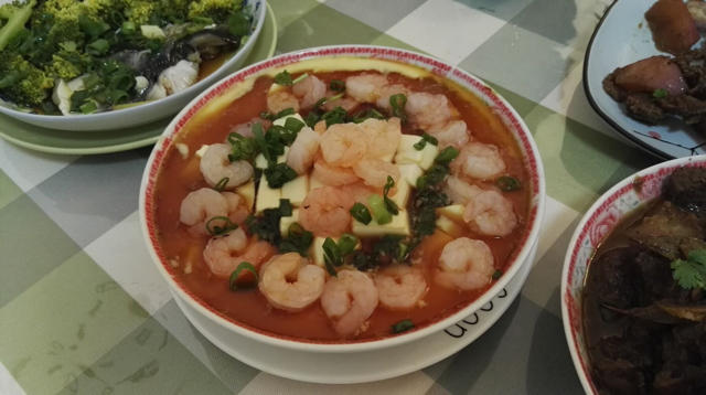 虾仁豆腐蒸水蛋