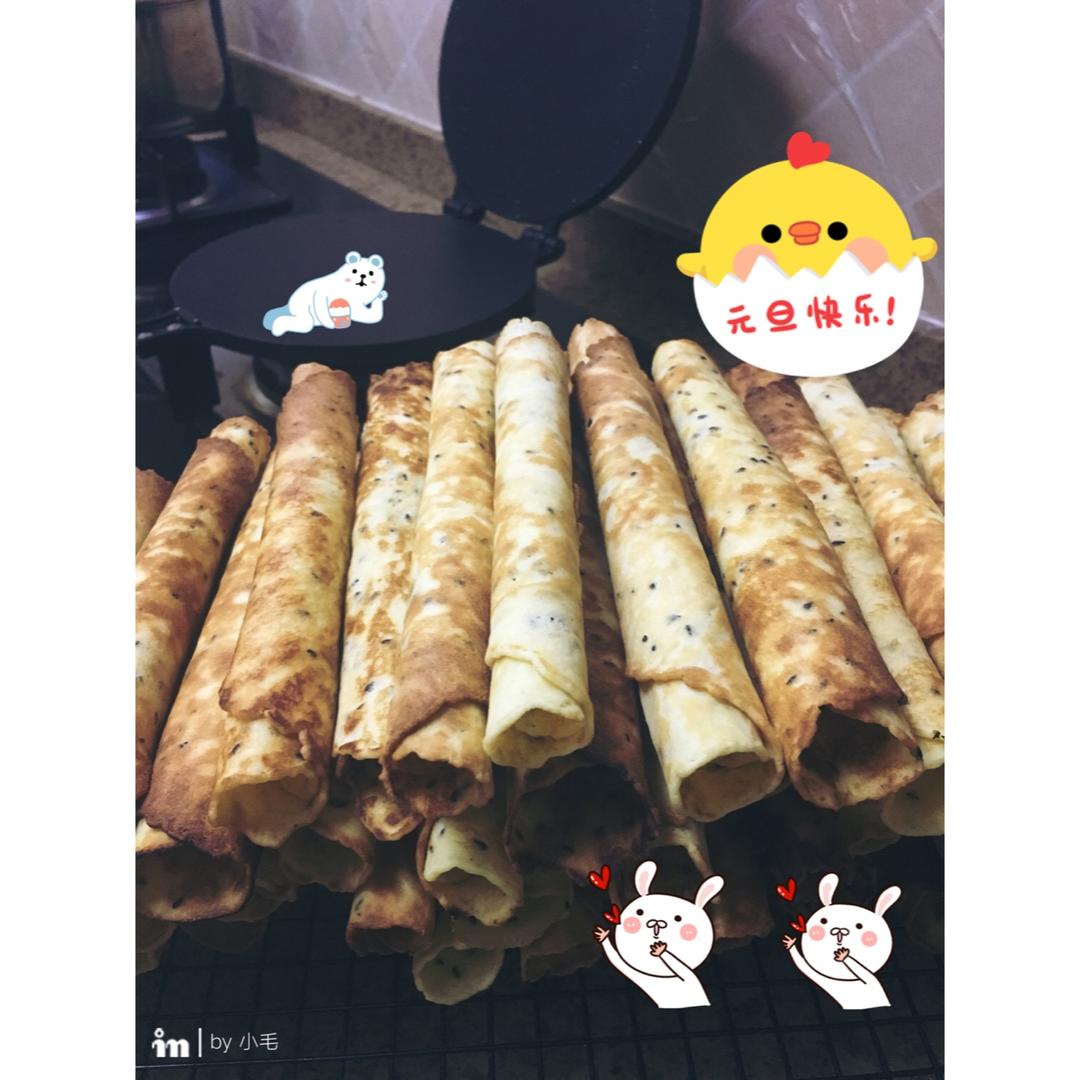 芝麻香酥蛋卷（视频食谱）