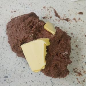 不用机器超快速揉出手套膜，只发酵一次[全麦可可小餐包]（巧克力夹心）的做法 步骤5