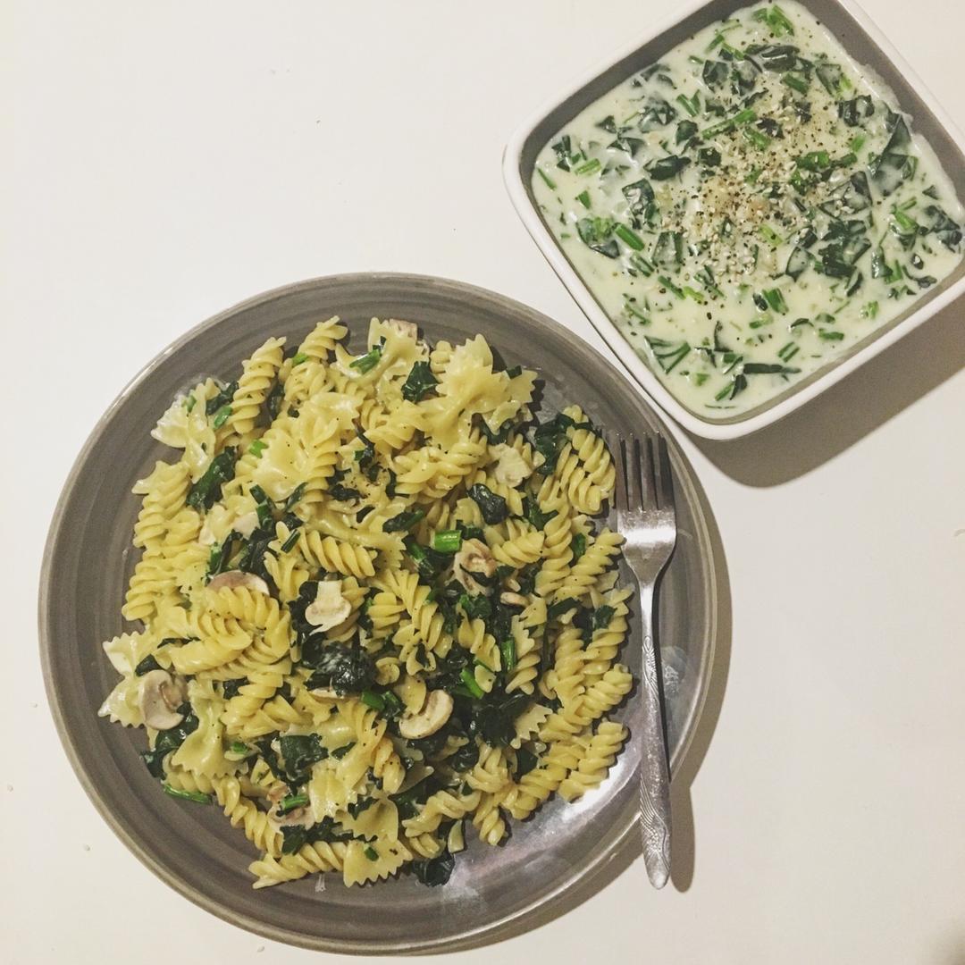 奶油菠菜意面的做法