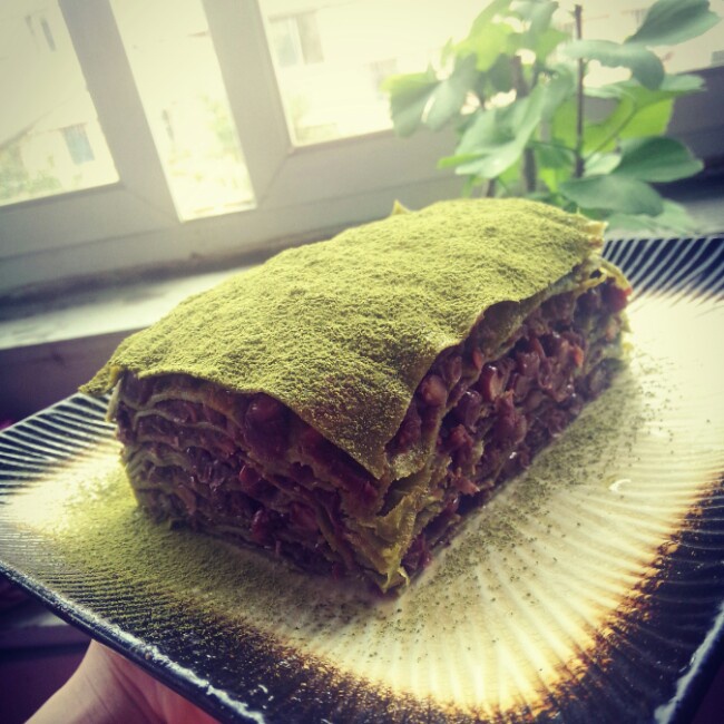 抹茶草莓千层蛋糕（可丽饼）mille crepe cake