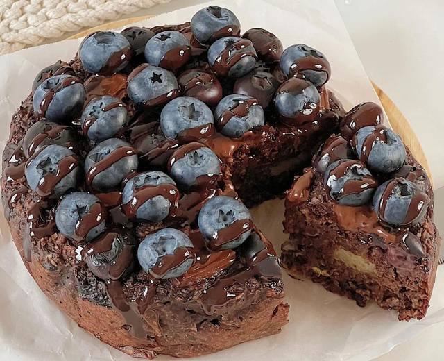 无糖无油，轻甜黑巧蓝莓燕麦蛋糕的做法