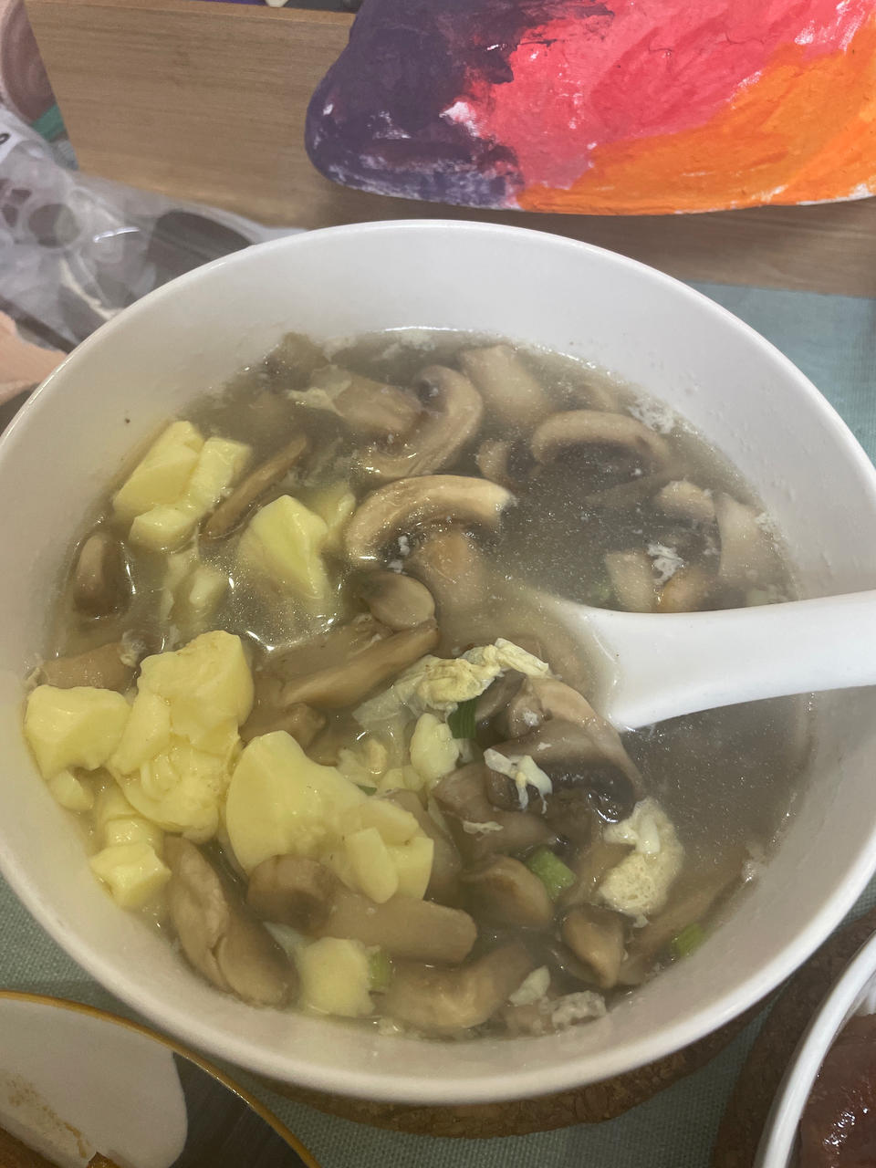 豆腐蘑菇汤（有鸡蛋哦）