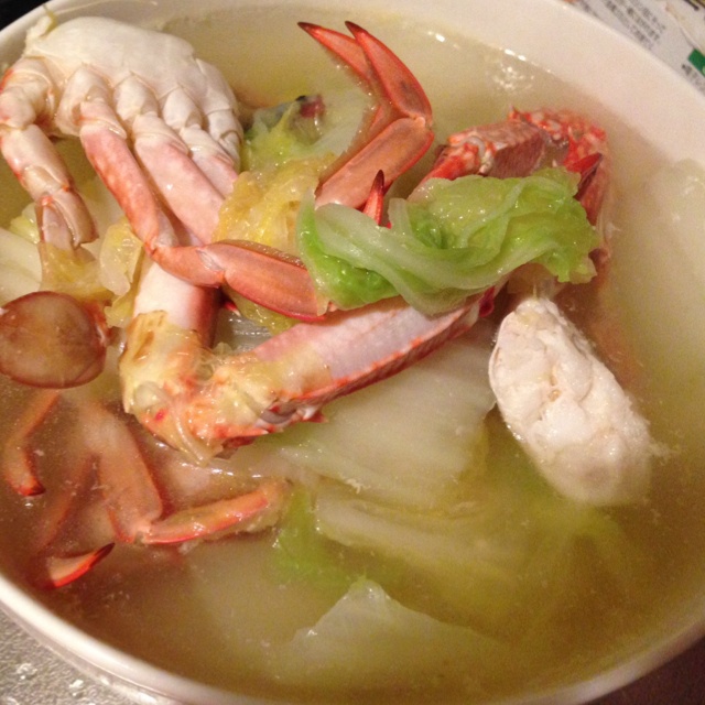 koukou做的螃蟹白菜汤