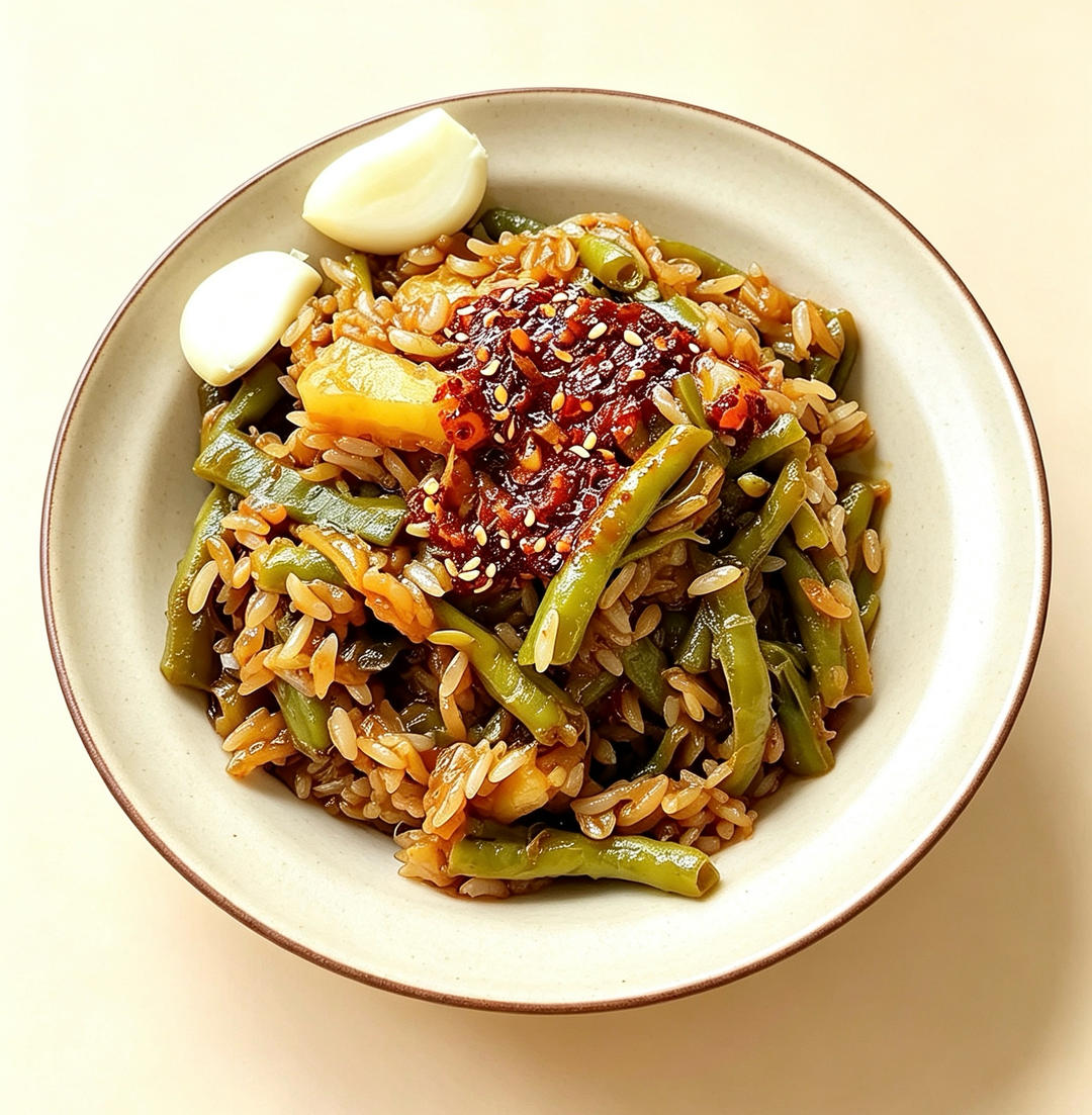 茄子豆角土豆焖饭（捡脂版）