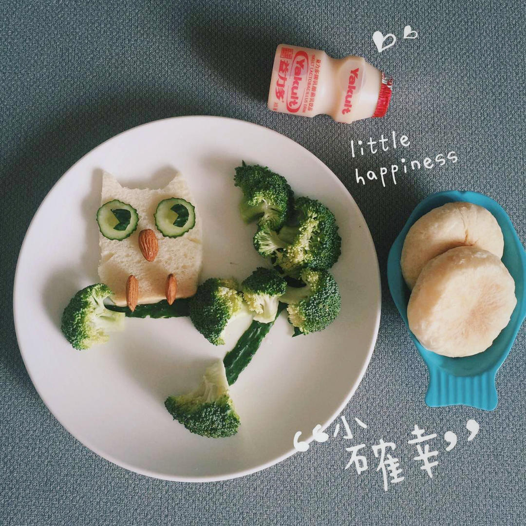 生动的动物造型早餐，夜晚的猫头鹰