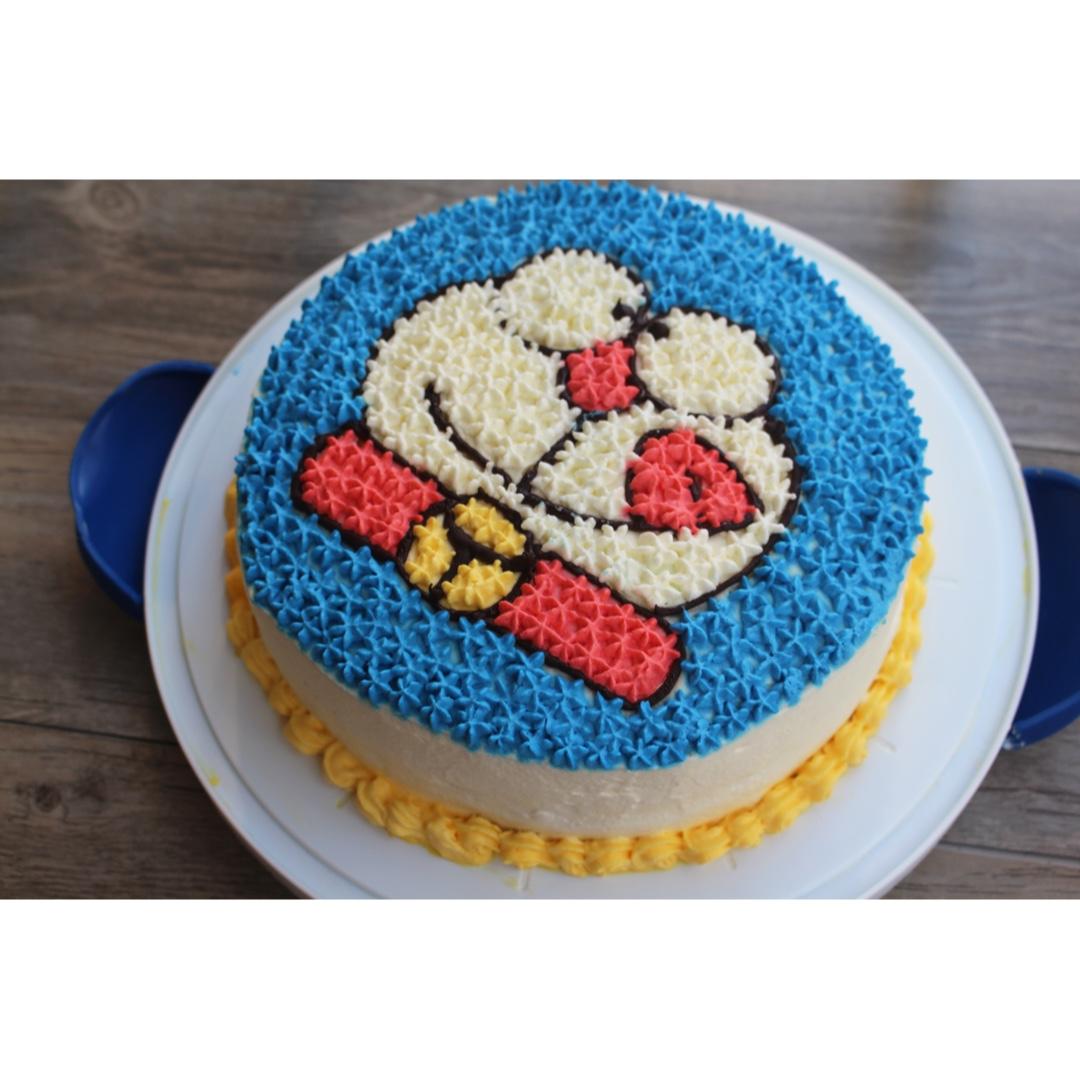 哆啦A梦蓝胖子卡通裱花蛋糕