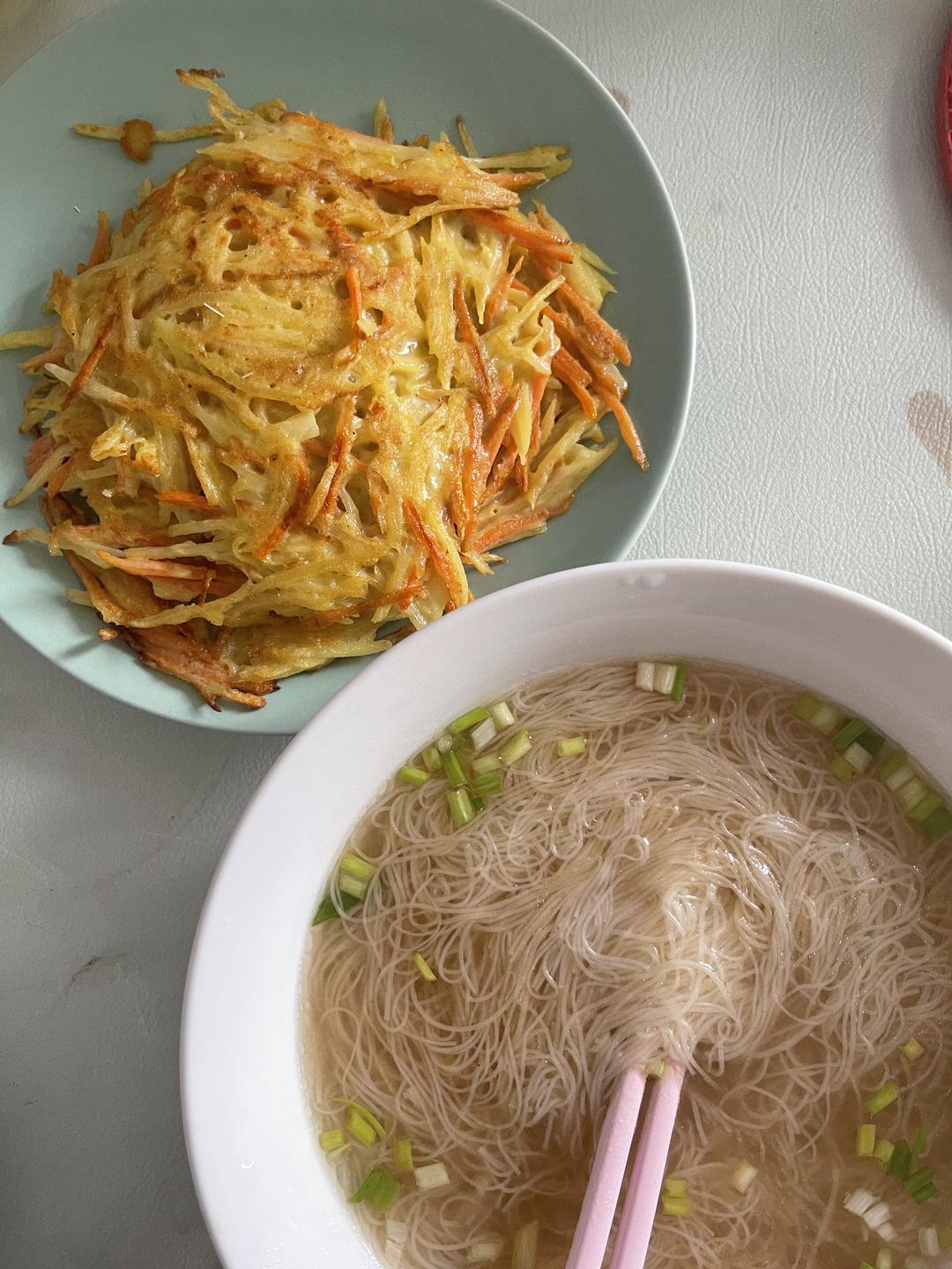 土豆絲胡蘿卜絲早餐餅的做法 步驟7