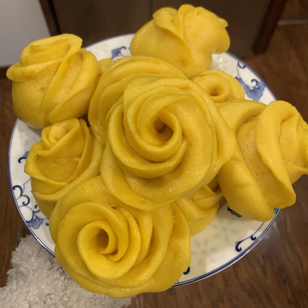 南瓜玫瑰馒头（一次发酵法）