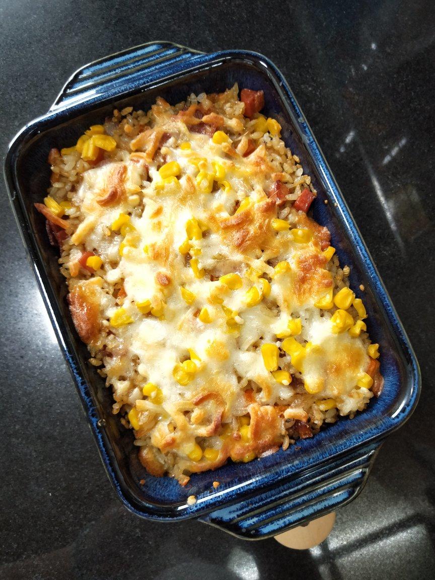 鲜虾培根芝士焗饭
