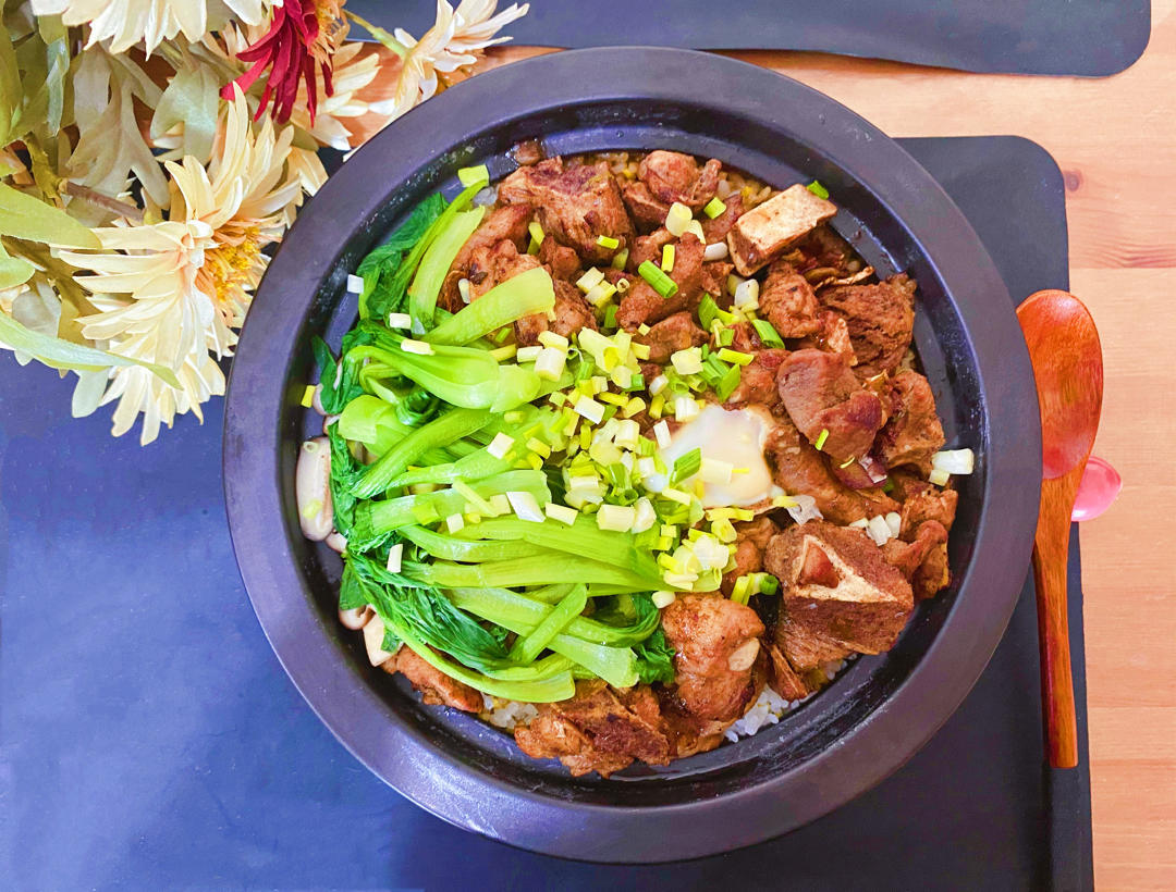 排骨腊肠煲仔饭(电饭煲版)+改良后(砂锅版)