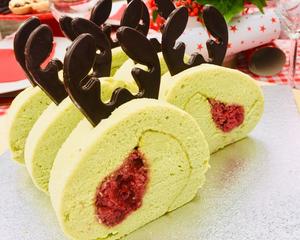 圣诞迷路气疯卷（麋鹿戚风香兰卷无油版）Pandan cranberry coconut chiffon roll with no added fat的做法 步骤6