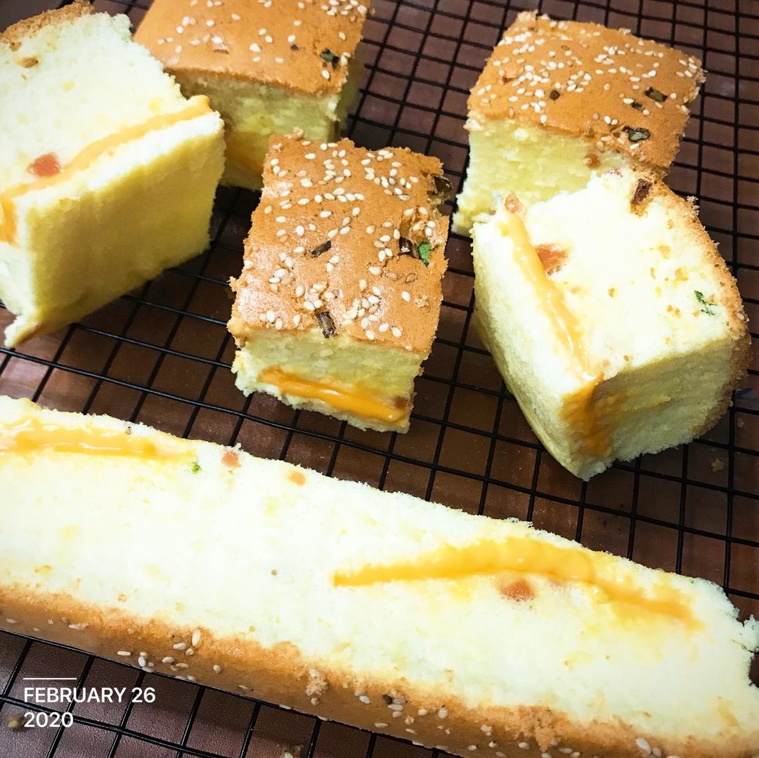 香葱火腿芝士古早味蛋糕（爆浆早餐蛋糕）