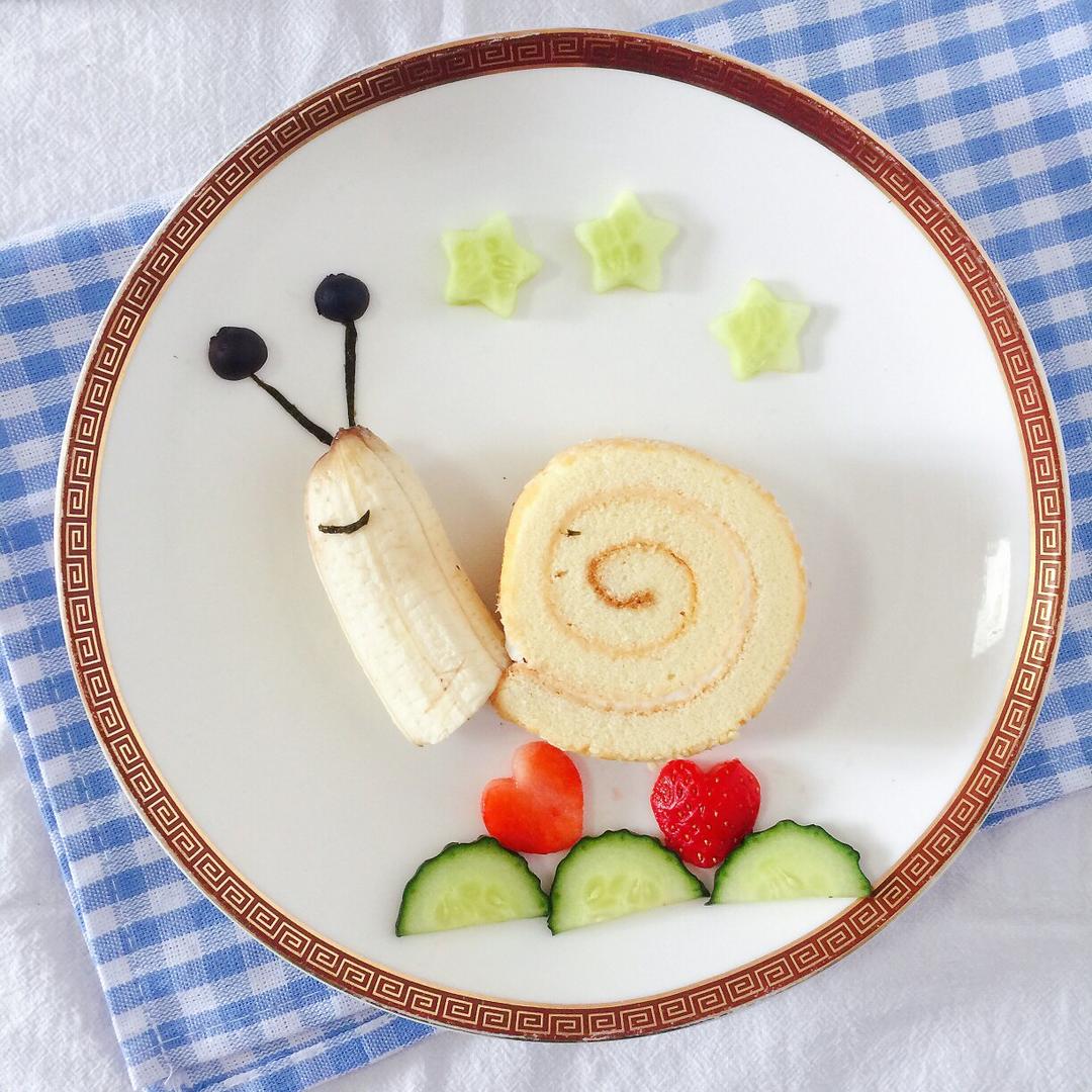 矗肠子哋菇凉做的阿鲁鲁的宝宝早餐(蜗牛造型)