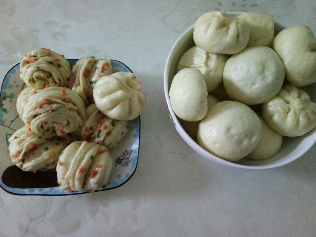 花卷 葱花火腿卷 香软可口(‼️一次发酵法 内附三种花卷整形做法)