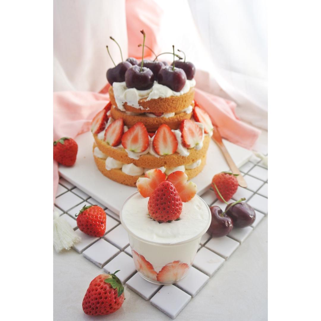 【零失败】不会裱花没关系的水果裸蛋糕 芒果裸蛋糕 完美戚风胚