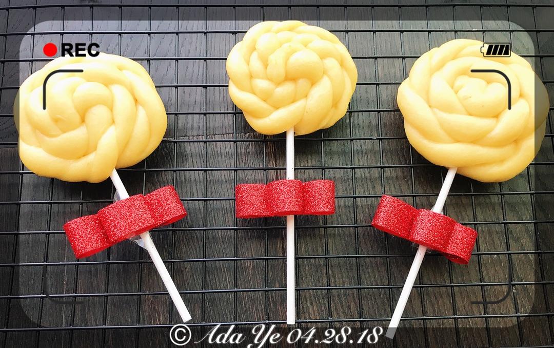 天然果蔬汁彩色棒棒糖馒头