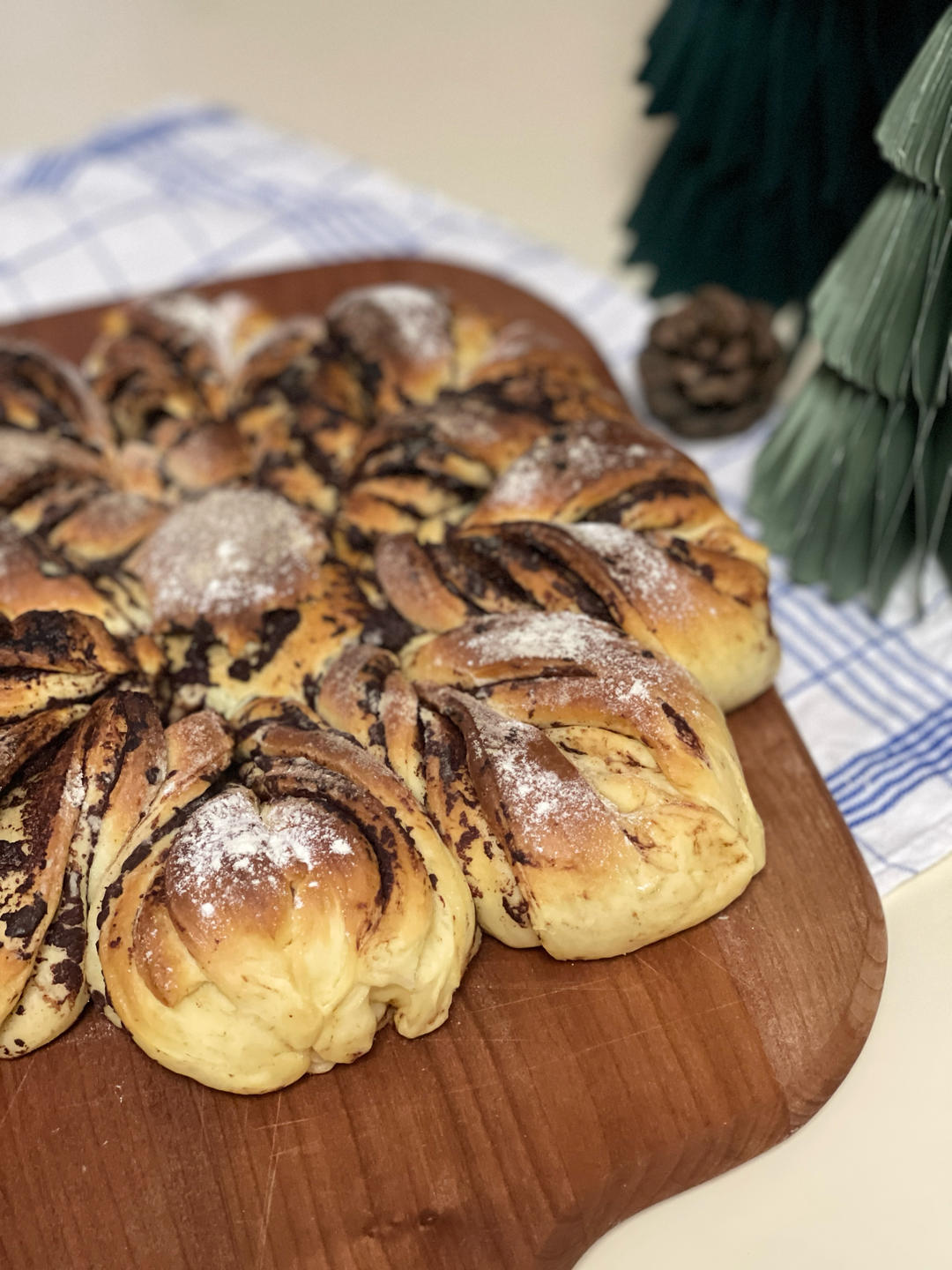 圣诞巧克力雪花面包