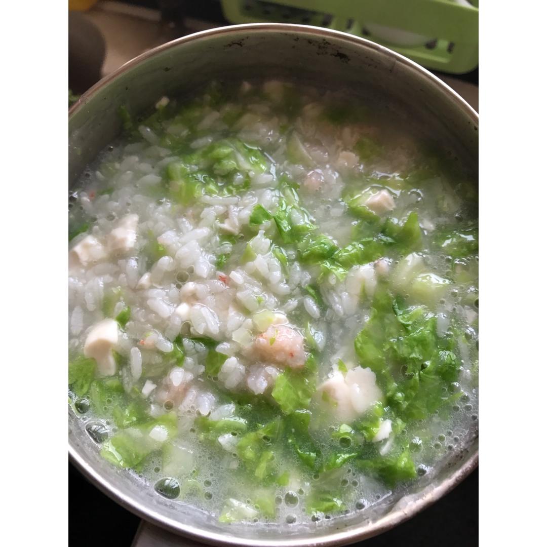 虾肉豆腐青菜粥
