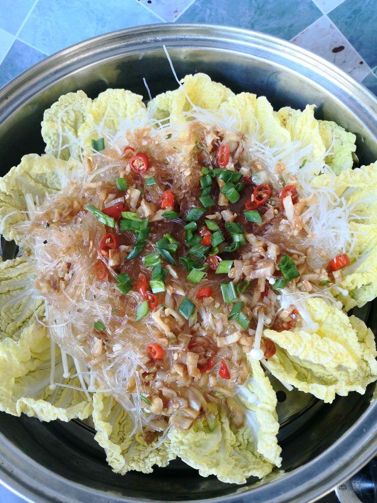 家常菜|蒜蓉蒸金针菇粉丝娃娃菜拼盘