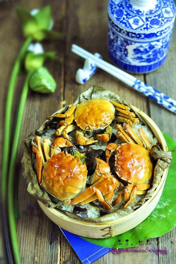 笼仔蒸蟹饭的做法