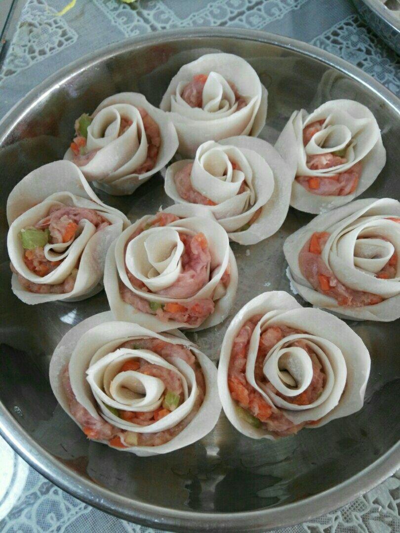吃之元气做的玫瑰花饺子