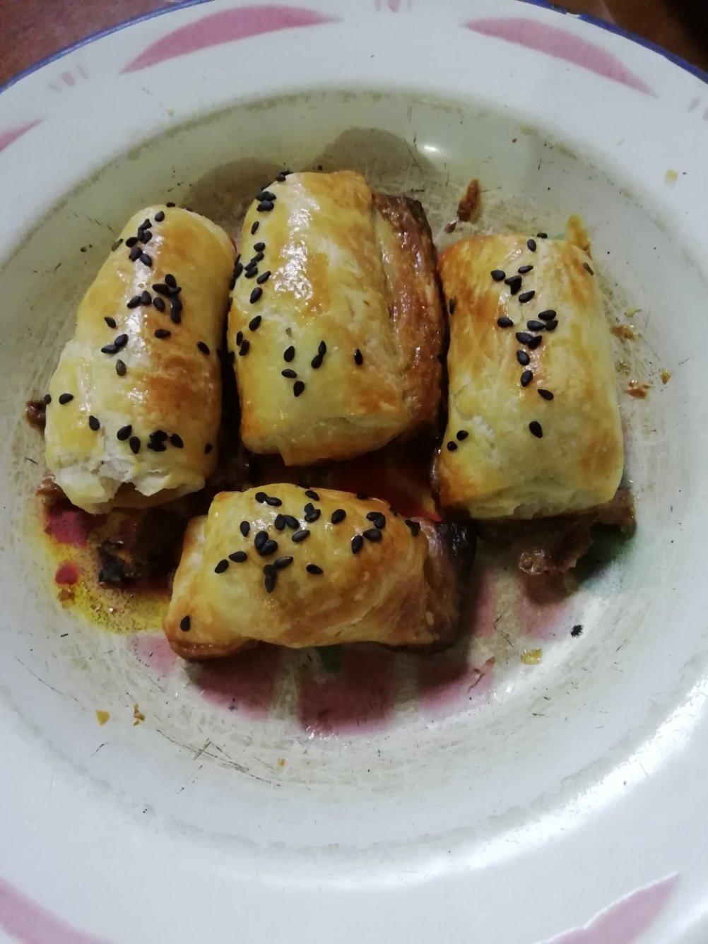 手抓饼裹烤肠—烤箱版