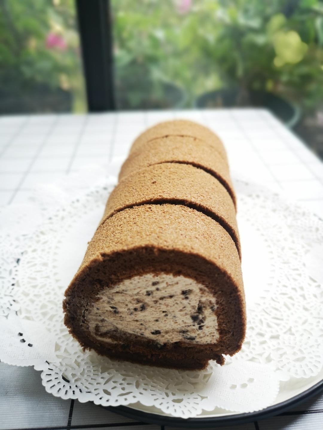 超好吃—摩卡可可奥利奥咸奶油蛋糕卷