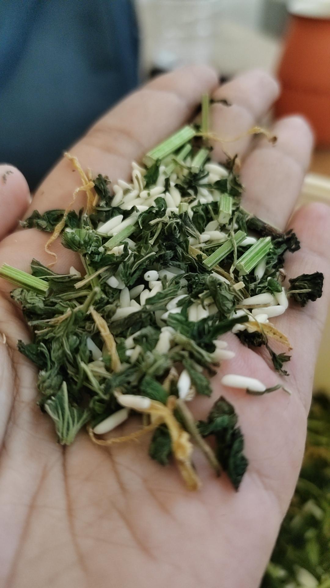 益母草炒米的做法