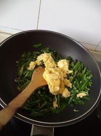 补钙又美容--韭菜虾皮炒鸡蛋的做法 步骤7