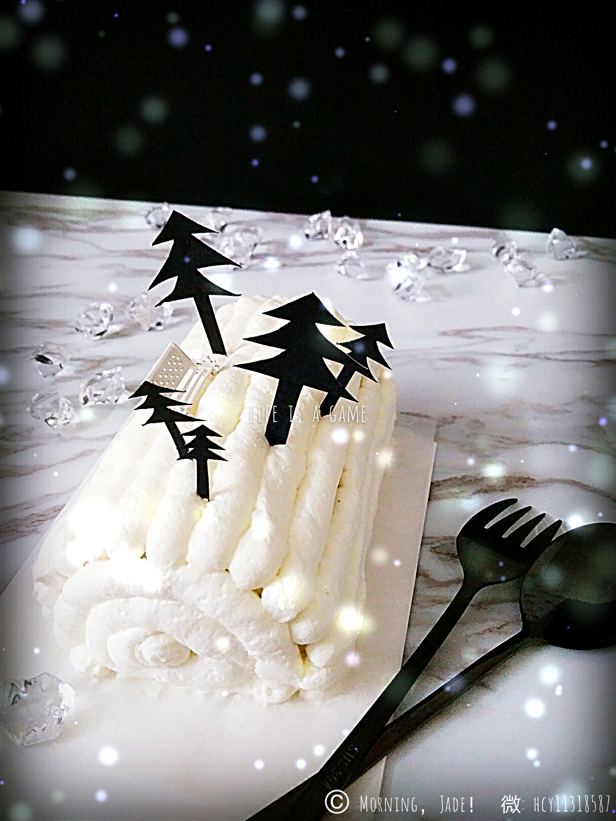 白色世界雪景蛋糕卷——日式棉花卷+超简单装饰
★创意装饰技能★的做法