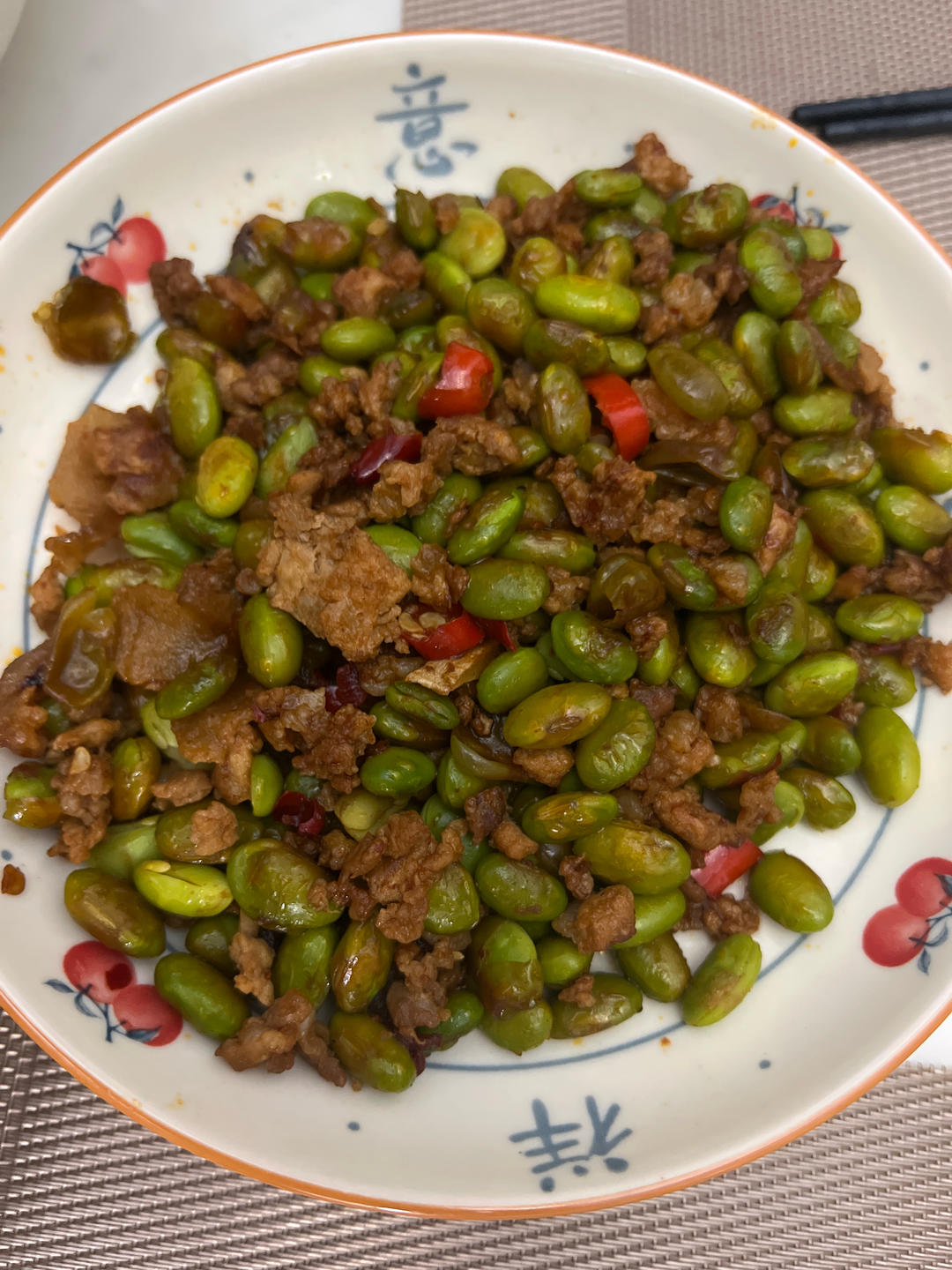 原来毛豆烧肉沫也能这么好吃！