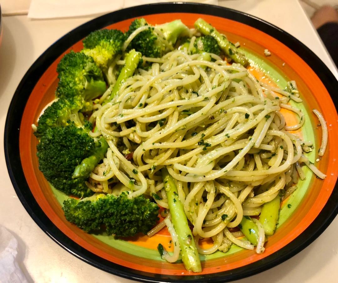 罗勒松子培根意面